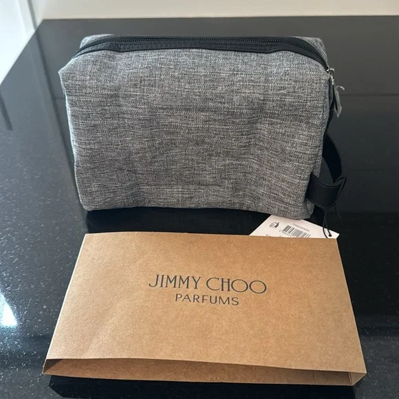 BNWT Jimmy Choo Toiletry Pouch Gray 9” X9” X4” - Picture 3 of 6